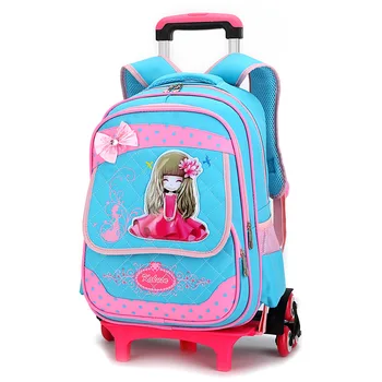 

2018 Wheeled School Backpack Wheels Kids Travel Trolley Bag princess Schoolbag Children School Bags For Girls Mochila Escolar