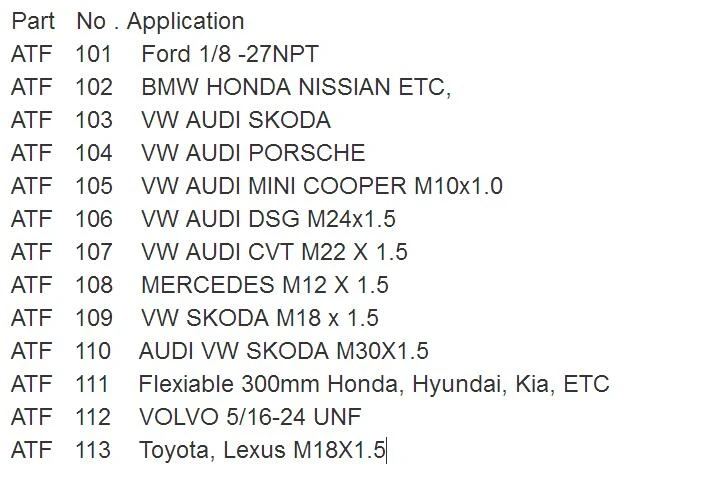 13 шт. Авто CVT DSG 01G 09G адаптер для наполнения трансмиссионным маслом VW AUDI BMW BENZ Ford VOLVO