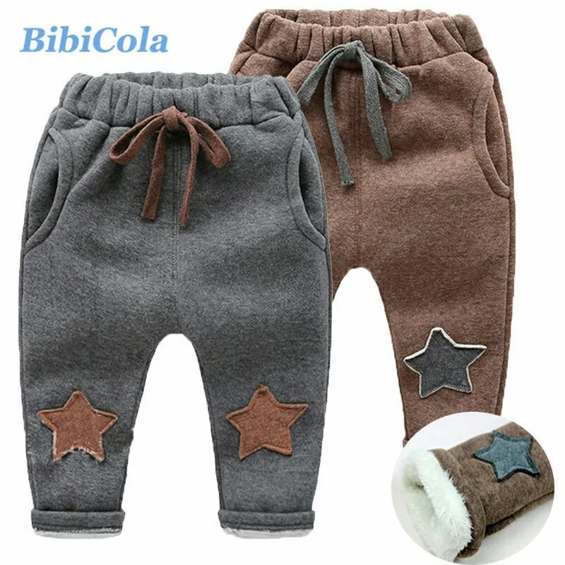 BibiCola children boys pants winter warm thick trousers