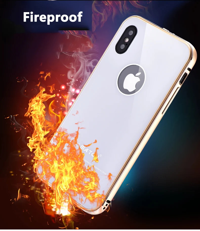 iMatch Aviation Aluminum Alloy Metal Bumper Tempered Glass Back Cover Case for Apple iPhone X