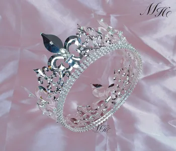 

Imperial Medieval Men's Tiaras Fleur De Lis King Crown 4.25" Large Diadem Full Circle Round Art Deco Party Costumes Headpieces