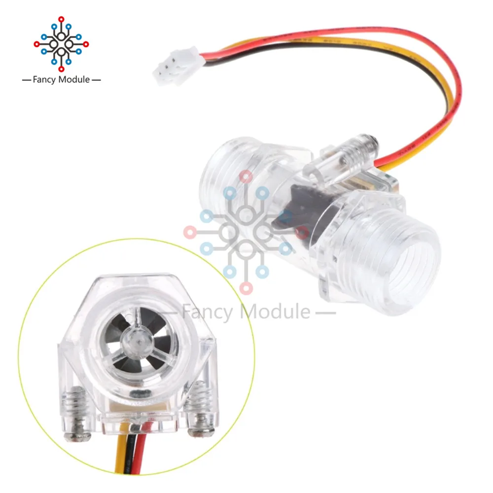 

Water Flow Sensor G1/2" Fluid Flow Meter Water Control Transparent Enclosureger