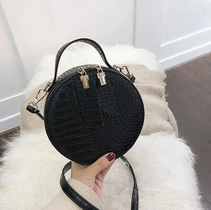 Винтаж крокодиловый принт Для женщин кожа Crossbody сумки на плечо для Для женщин Круглый Сумка Женский Повседневное сумки Лидер продаж Sac