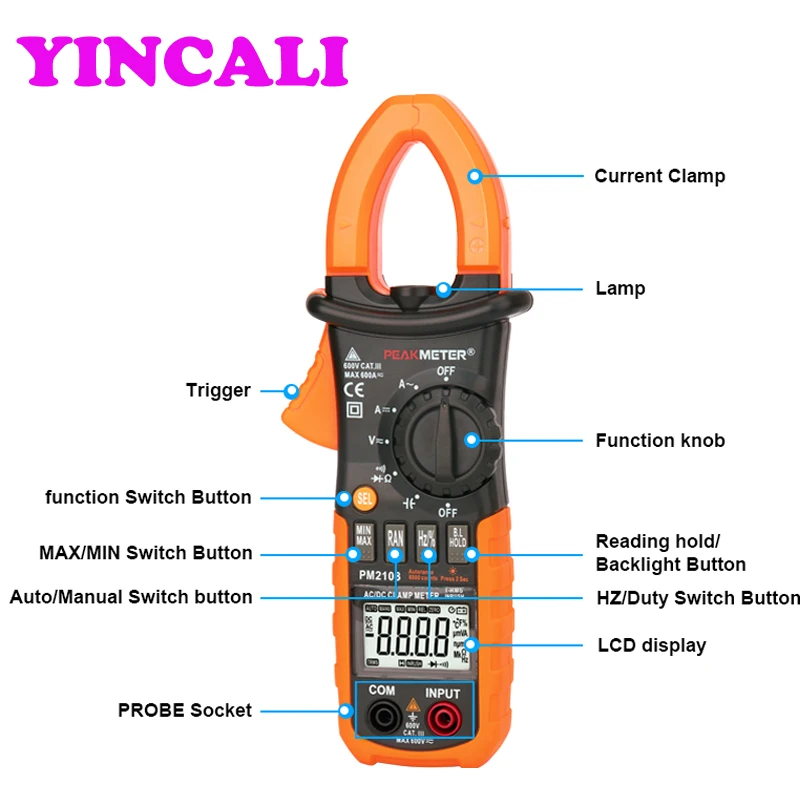 2 шт./лот AC/DC Цифровой клещи PM2108 True RMS Емкость Частота напряжения Ток Сопротивление зажим для тестера