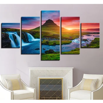 

Triptych Diamond Painting Cross-Stitch waterfall Five of paintings beads embroidery DIY Kit Diamond mosaic scenery Foamiran 5pcs