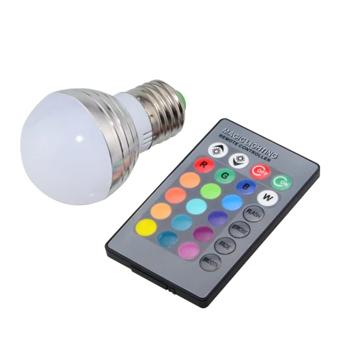 

E27 E14 16 Colors Changing 3W 85-265V magic RGB LED Lamp Stage DJ Light Dimmable RGB Bulb + 24key IR Remote Control lighting