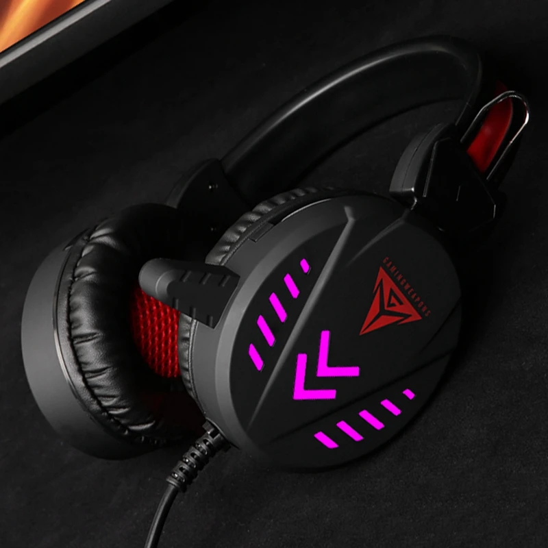 A1 Game Headsets 3 5Mm Wired Headphones Noise Cancel Earphone With Mic Colorful Led Light Volume Control Aux Usb For Desktop P
