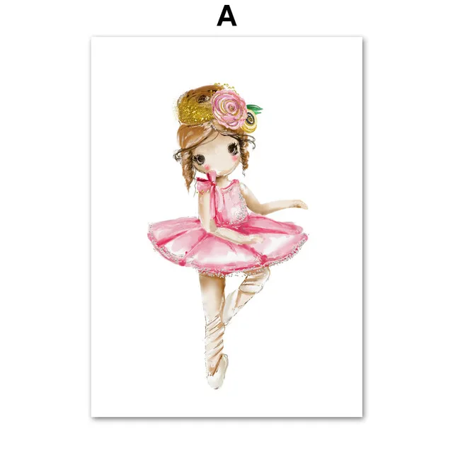 Cartoon-Dancing-Girl-Crown-Rose-Flower-Wall-Art-Canvas-Painting-Nordic-Posters-And-Prints-Nursery-Wall.jpg_640x640