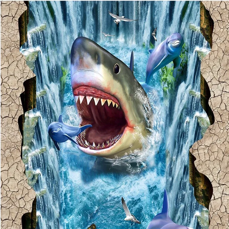 custom-Shark-Falls-Self-adhesive-papier-peint-floor-wall-paper-wallpaper-bedroom-3d-flooring-waterproof-wall (4)