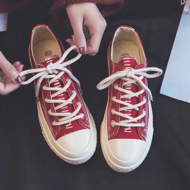 

Flat women vulcanize shoes 2019 summer fashion casual lace-up canvas shoes for women sneakers exquisite sewing female shoes