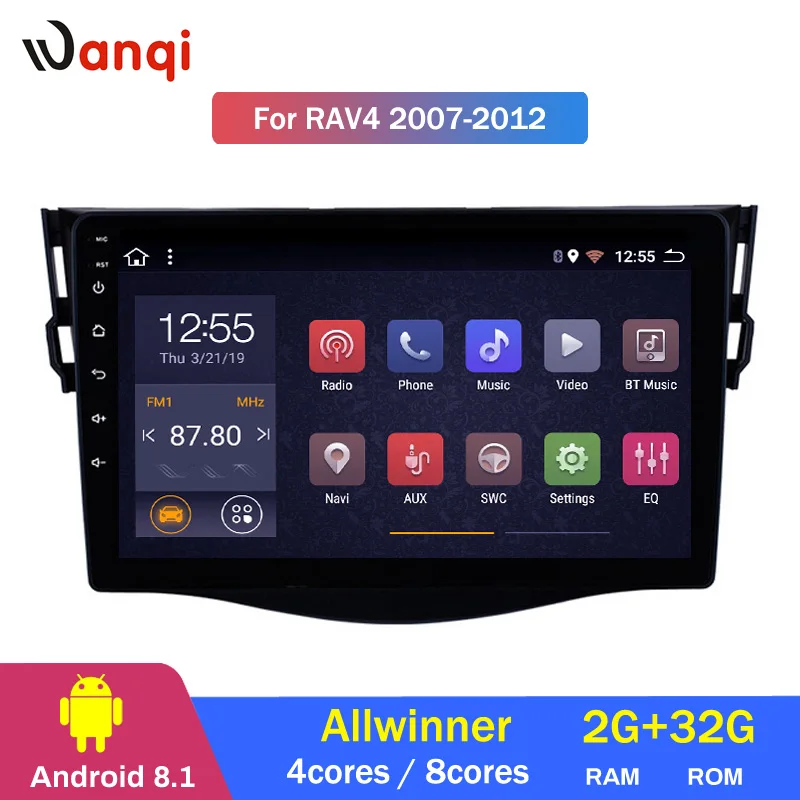 

2G RAM 32G ROM 9 inch Android 8.1 Car GPS Navigation for Toyota RAV4 2007-2012 Support Stereo Audio Radio Video