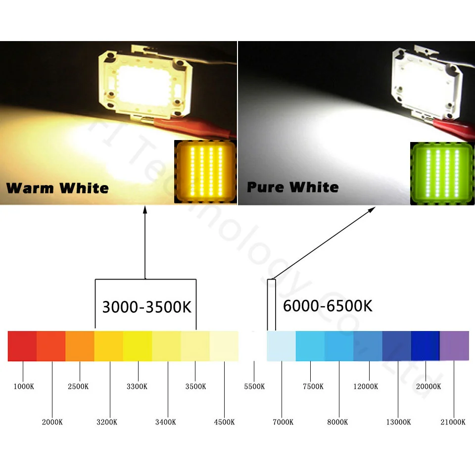 Высокая Мощность 50 W свет бисер удара DC12V чистый белый 6000-6500 K теплый белый 3000-3500 K светодиодный чип для прожектор Наружное освещение