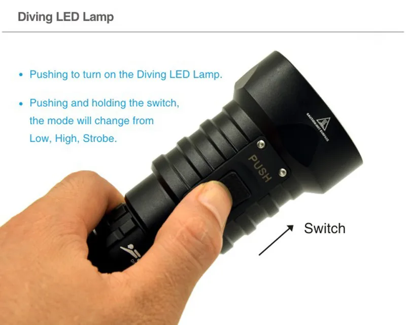 Подводный 6000LM XM-L2 светодиодный Дайвинг Открытый фонарик факел лампы 100 м Водонепроницаемый фонарь для дайвинга
