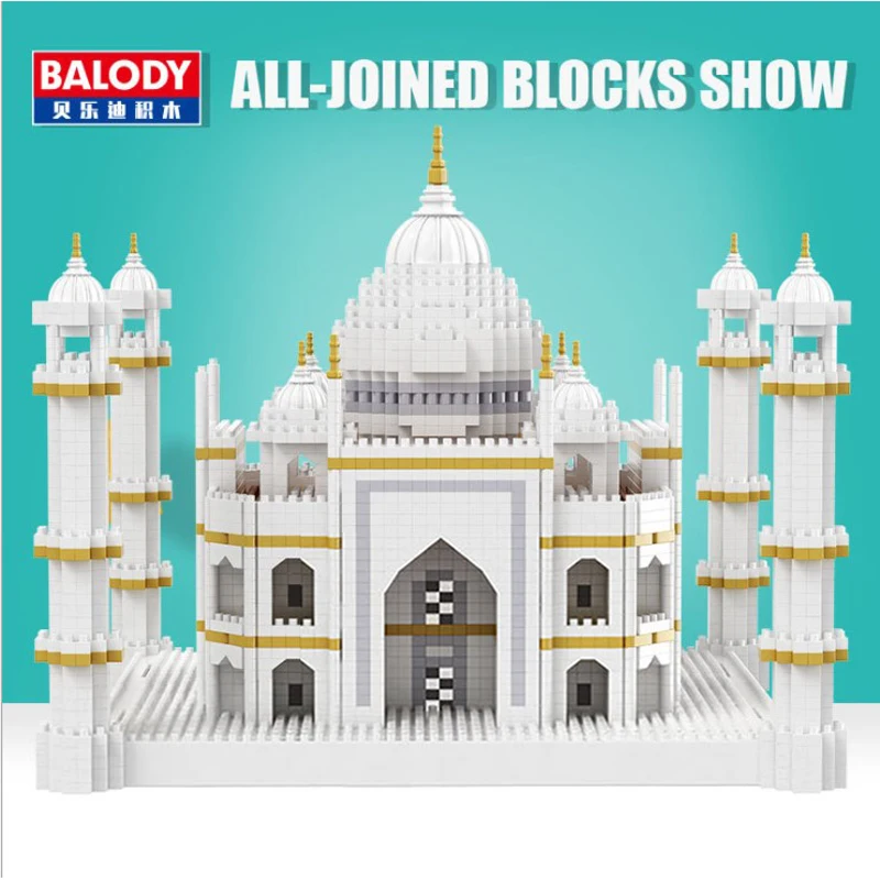 

BALODY World Famous Architecture India Taj Mahal Palace 3D Model Diamond Mini DIY Micro Building Nano Blocks Bricks Toy