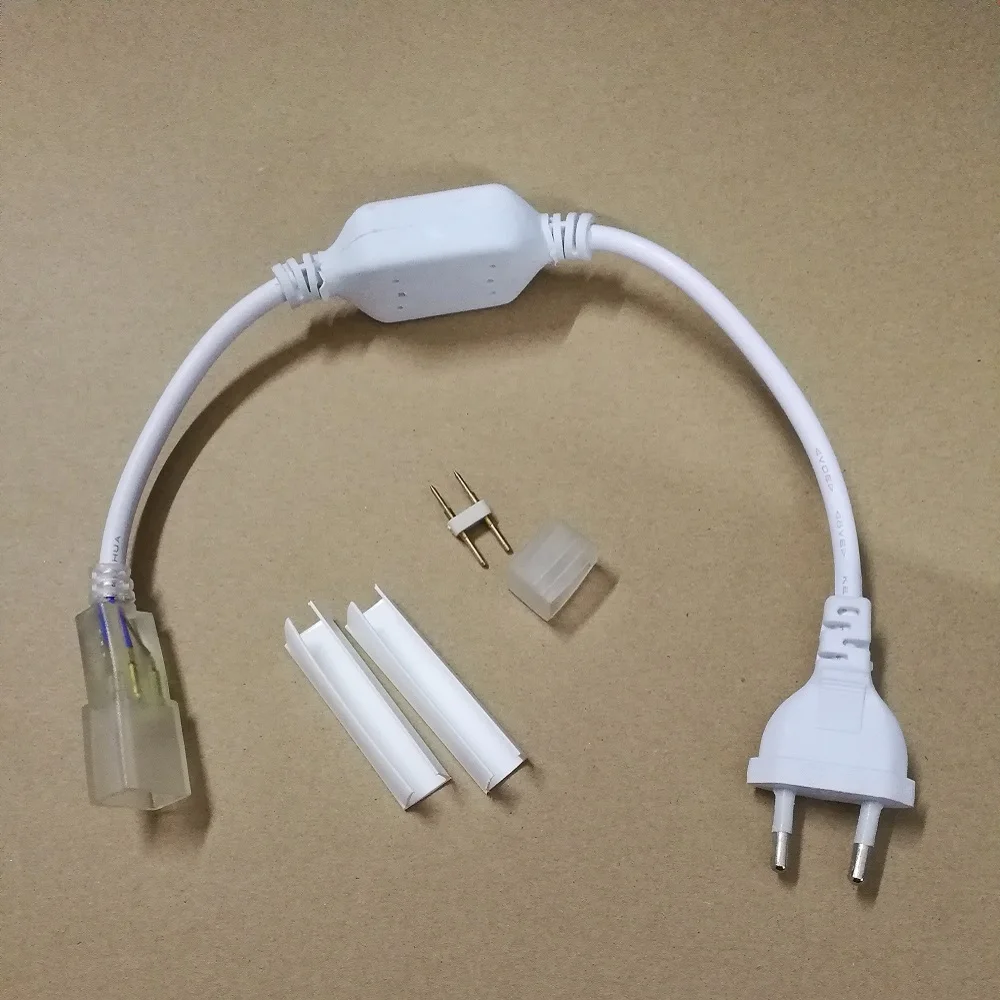 Светодиодный неоновый разъем соединители электронный кабель подключение данных и разъем провода ЕС штекер или 360 круглый светодиодный неоновый трубка