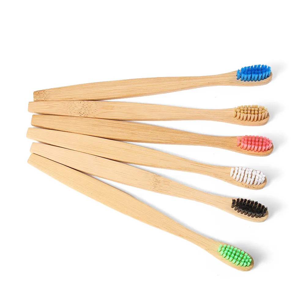 1PC Natural Bamboo Toothbrush Bamboo Charcoal Toothbrush Low Carbon Bamboo Nylon Wood Handle Toothbrush Portable Brush