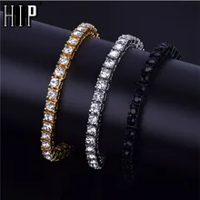 Хип-хоп 1Row Bling CZ Iced Out Стразы браслет из Кубического циркония теннисные цепи браслеты для женщин мужчин ювелирные изделия розовый красный