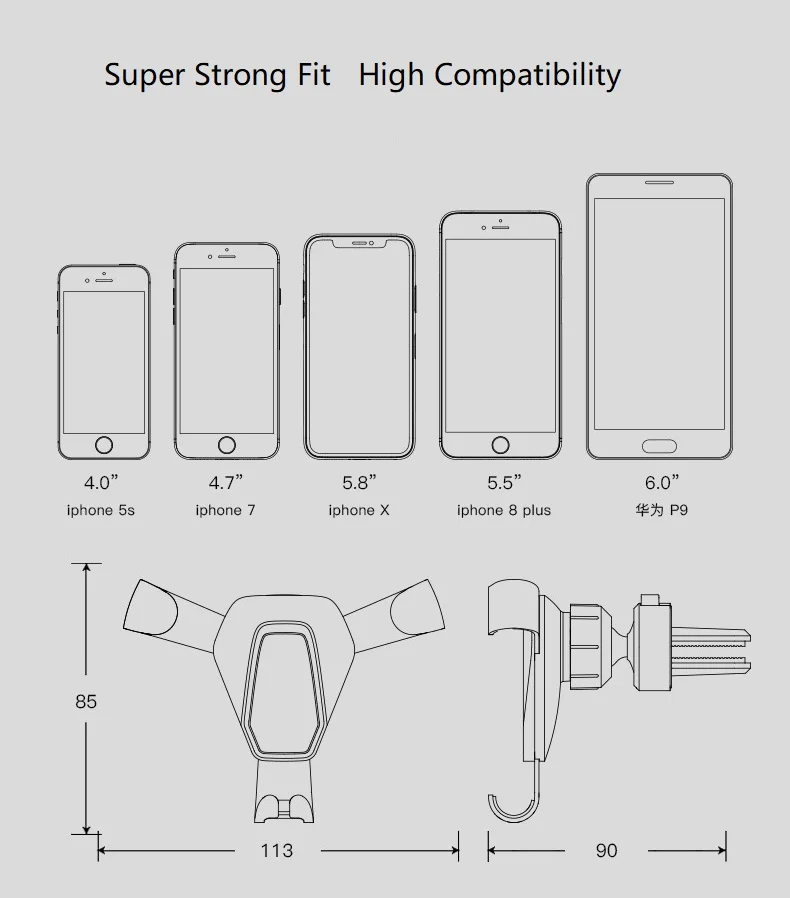 Air Vent Автомобильный держатель для телефона Универсальный гравитационный держатель сотового смартфона для iPhone samsung huawei Uchwyt samochodozy do Telefonu