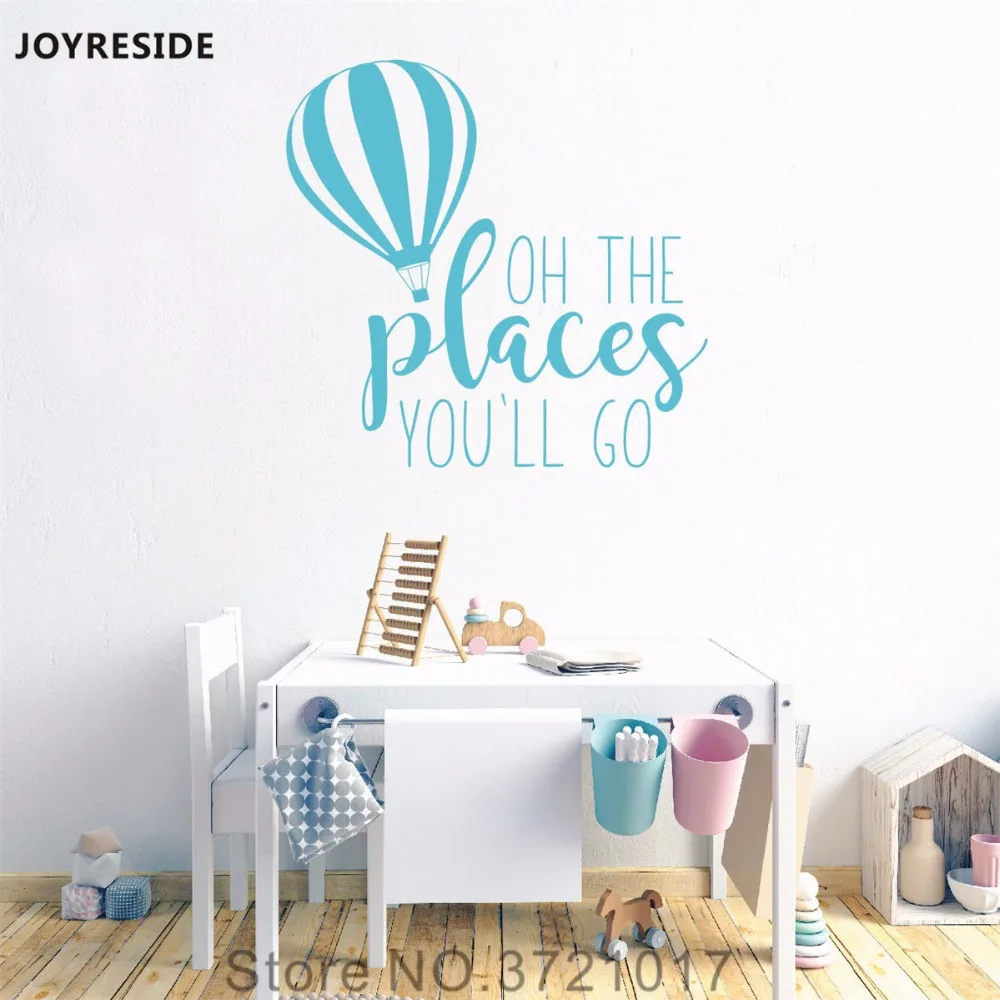 

JOYRESIDE Quote Oh The Places You'll Go Wall Decal Vinyl Sticker Nursery Decor For Kids Boys Girl Room Art Home Decoration XY182