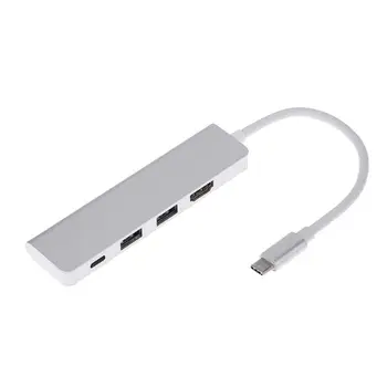 

Aluminium 4 in 1 USB3.1 USB-C Type-C To HDMI 4K Output + 2 x USB3.0 + Type-C Hub Adapter Converter For PC Laptop
