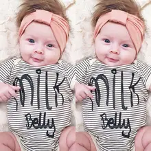 Newborn Baby Stripe Short Sleeves Bodysuit Cheap Unisex Clothes