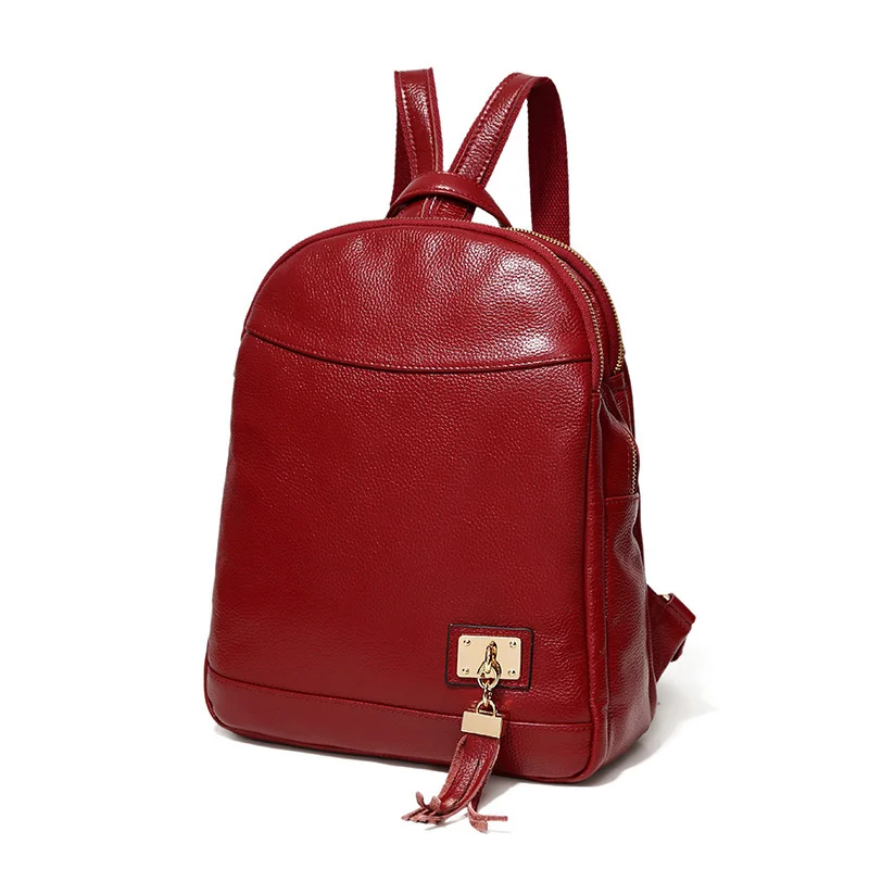 

2018 New Cow Genuine Leather Women Backpacks Fashion Female Real Natural Leather Lady Girl Student Brand Backpack with Charge
