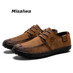 Misalwa/Винтажные Мокасины 2019 г. мужские мокасины для вождения, лоферы без шнуровки, темно-коричневые дышащие кроссовки на шнуровке