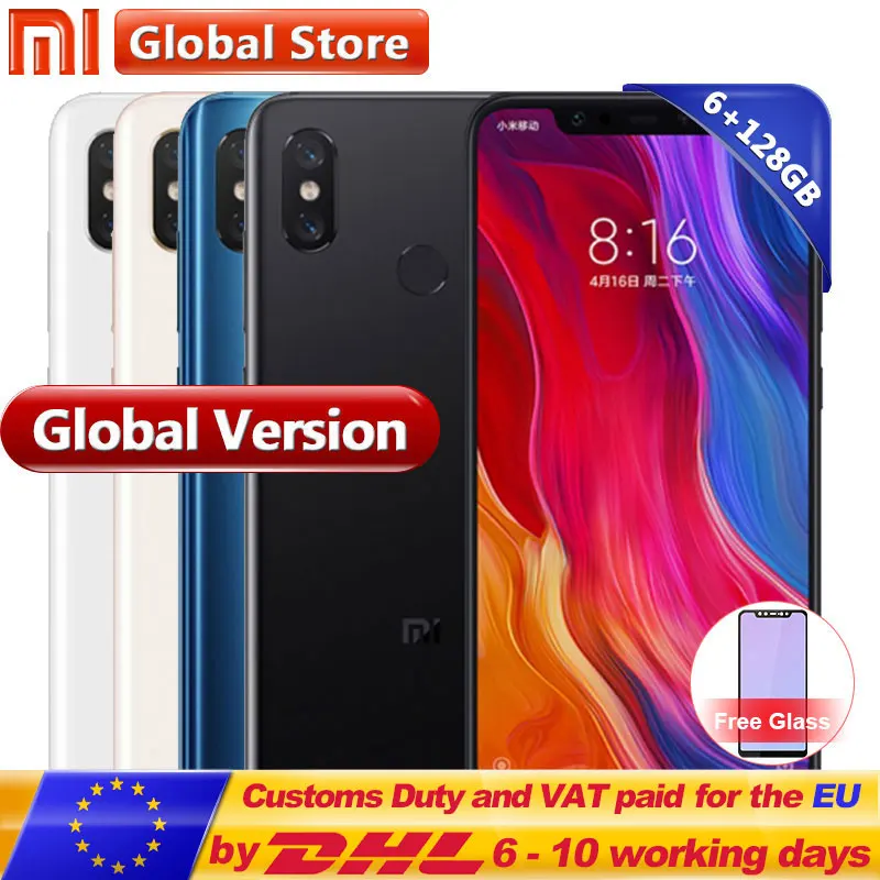 Глобальная версия Xiaomi mi 8 6 ГБ 128 Гб телефон Snapdragon S845 Восьмиядерный двойной 12.0MP +