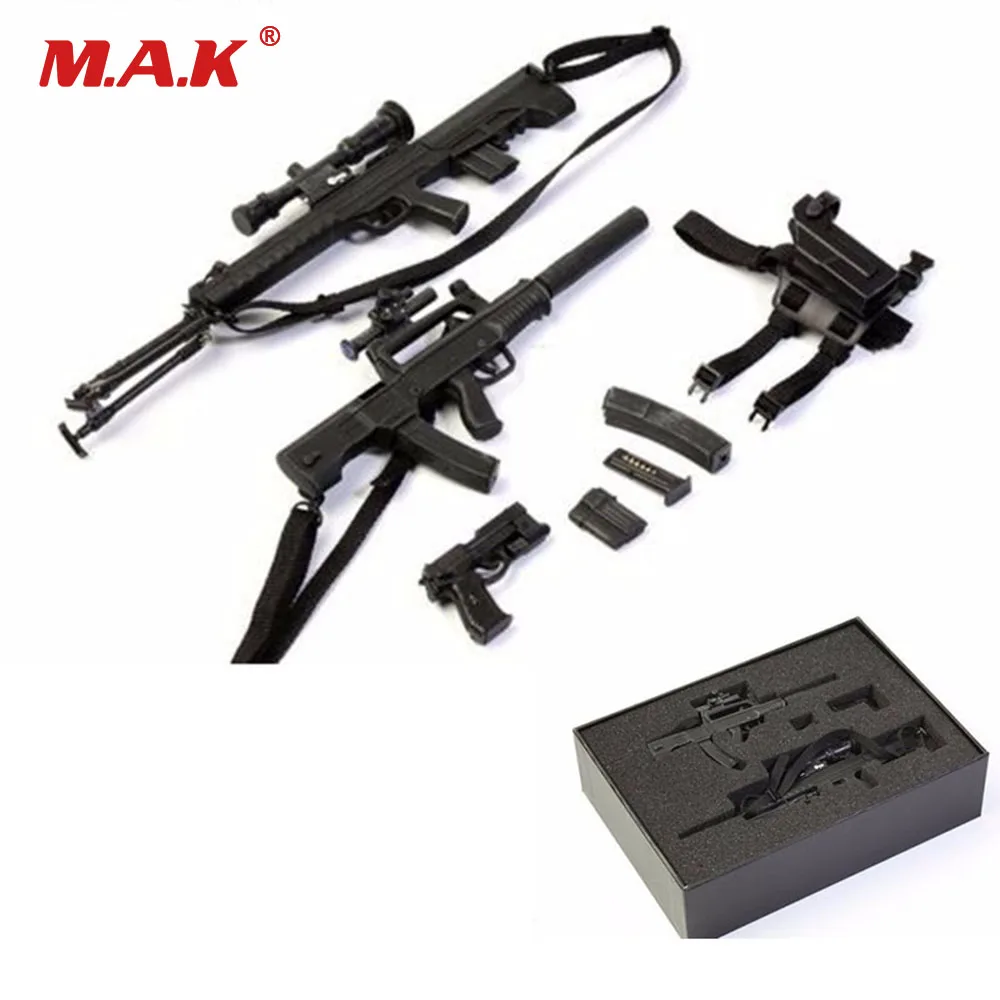 1/6 Scale Soldier Figure Weapon Accessories Distressed Sniper Rifle Pistol Gun Model Toy with Box for Action Figure Dolls 2pcs 1 6 scale dragon dml toys wwii gray soldier forward hat cap model toy dolls military fit 12 inch action figure accessories