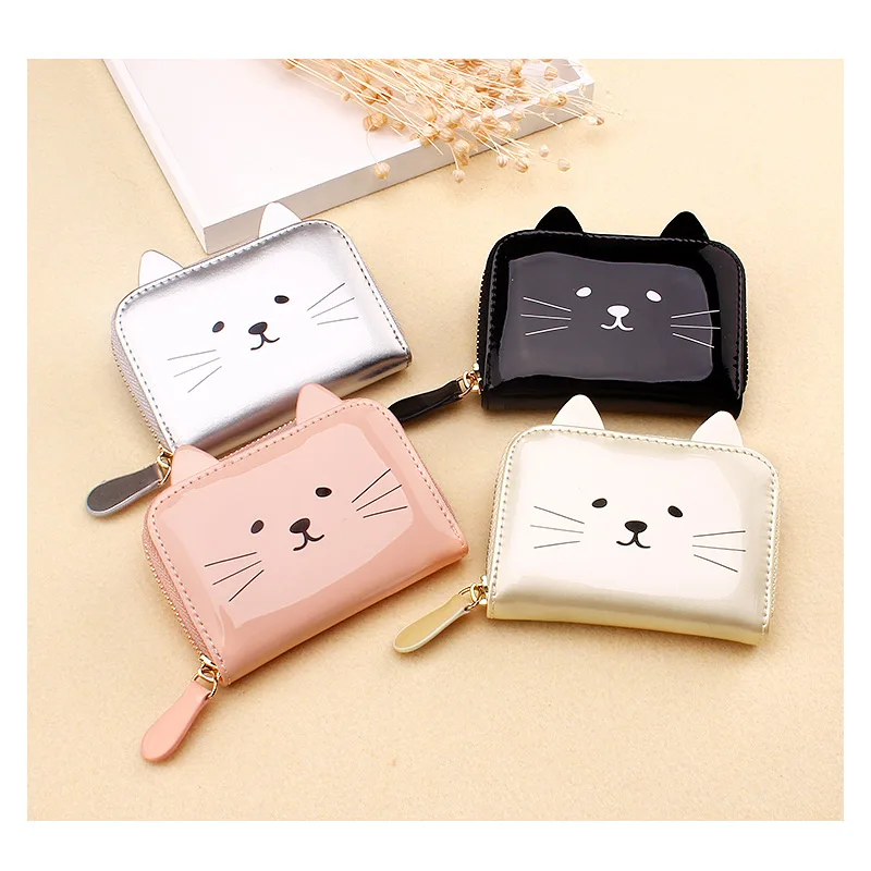 

Accordion Zipper Credit Card Holder Women Coin Purse Elegant Cat Pattern Short Wallet Cute Girl Small Wallets Ladies Clutch