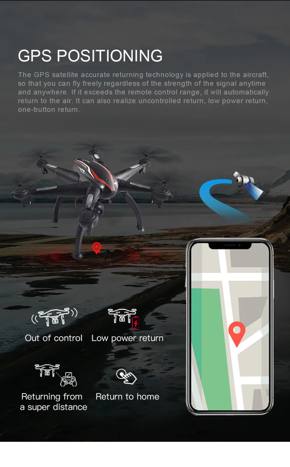 Дроны с камерой Hd широкоугольный 1080 HD камера 2 4G WIFI FPV GPS 6 Axis RC Квадрокоптер для