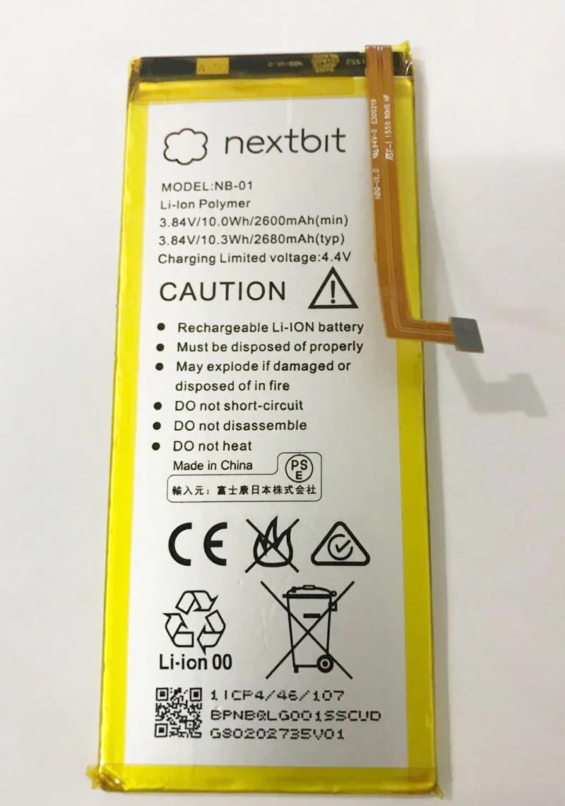 

GeLar 3.84V 2680mAh/10.3Wh NB-01 Replacement Battery For Nextbit Robin smartphone Built-in Li-ion bateria Li-Polymer Batterie