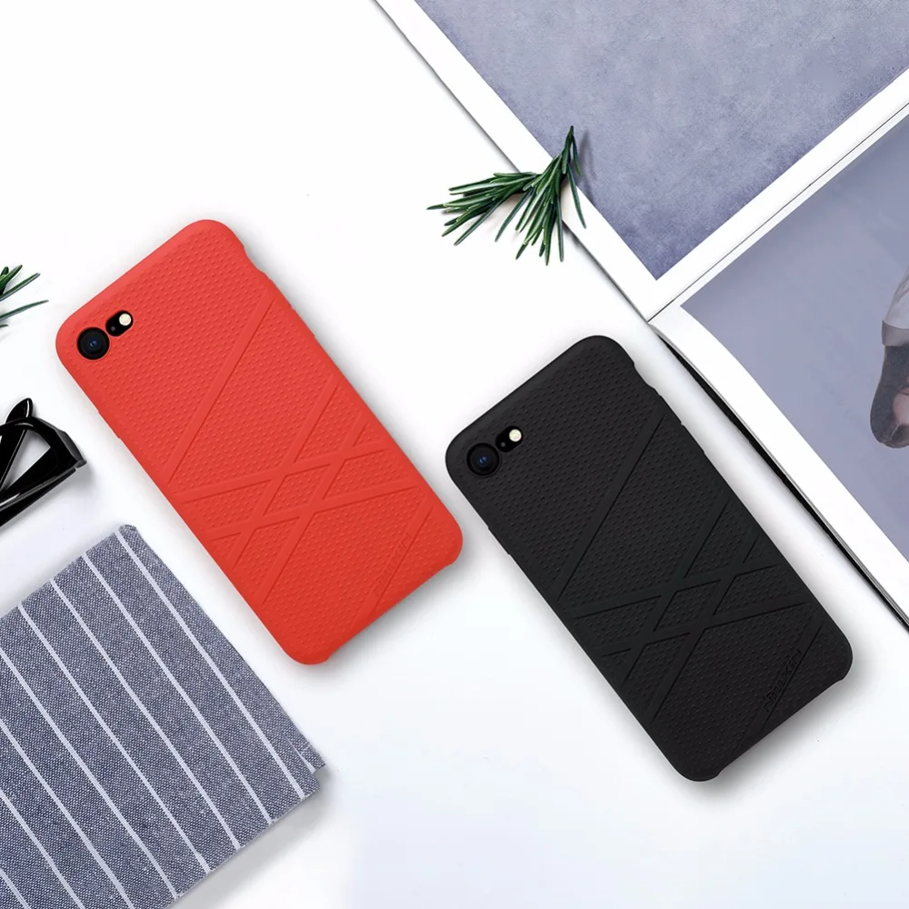 Nillkin дизайн, жидкий силиконовый резиновый чехол для iPhone 8/7, Жесткий ПК Бампер, мягкий чехол для телефона, простые Чехлы, разные цвета