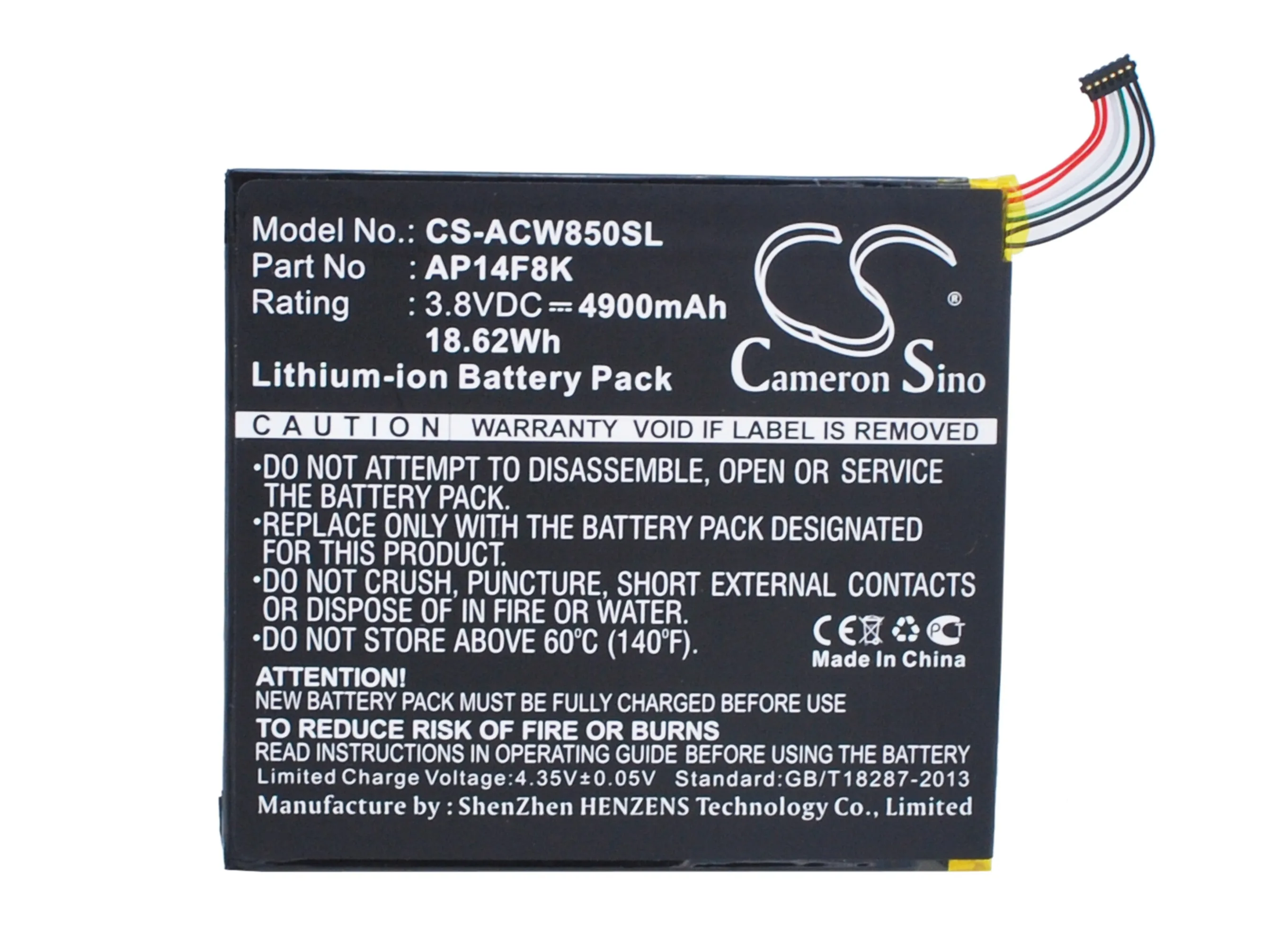 Аккумулятор Cameron Sino 4900mAh AP14F8K для Acer A1 840 860 B1 820 830 850 WiFi 16 ГБ GT 810 One 8 W1 810|Цифровые