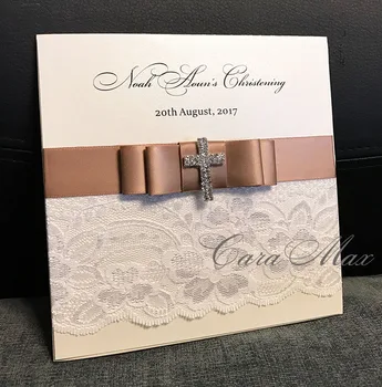 

CA0639 Wedding Baptism Christening Invitations with Cross Buckle
