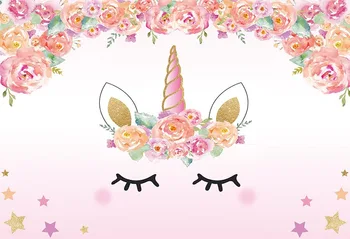 

Customized Pretty Unicorn Pattern Birthday Baby Photography Backgrounds Vinyl Photographic Backdrops For Photo Studio