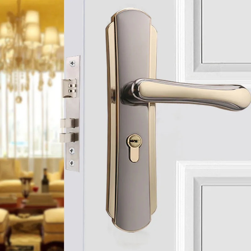 

2018 Padlock Free Shipping Wholesale Stainless Steel Door Lock Bedroom Simple Indoor General European Solid Wood Suit Handle