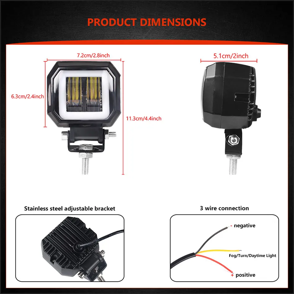 3-дюймовый 7D объектив 12V 24V Водонепроницаемый круглой формы светодиодный Ангельские глазки работы туман светильник Бар Offroad на машине мотоцикле лодке внедорожник ATV UTV УАЗ MPV Субару Outback