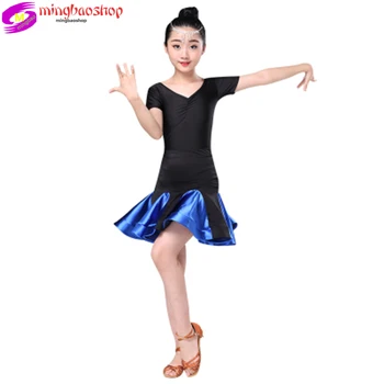 

Ballroom Latin Dance Dress for Girls Competition Lace Latin Salsa Dress Kids Girl Rumba Samba Spandex Children 2019 Tango Skirt