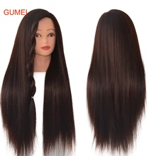 Tête pour la pratique à la coiffure, pour Mannequins à cheveux épais, en Fiber haute température, pour la coiffure, pour coiffeurs, de tresse, modèle de cheveux épais, 100%