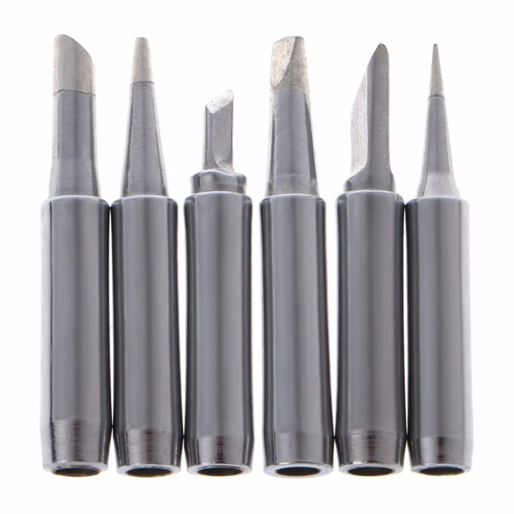 

6 Pcs Silver Lead-Free Soldering Solder Iron Tips 900M-T For Hakko 936 SAIKE 909D 852 936d #1A30942#
