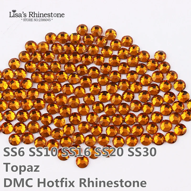 1400 Strass Topaz AB TERMOADESIVI DmC MC Quality Topazio BOREALE Termici HOTFIX Rhinestone Hot Fix Crystal Glass