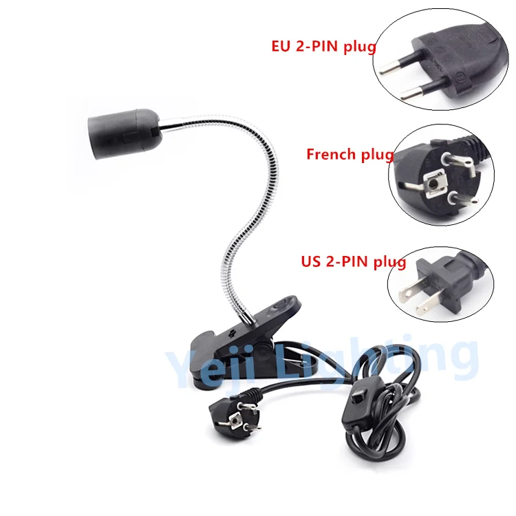 

Universal hose clip lamp holder E27 lamp LED hose lamp base with French plug and button switch cord set Lighting accessories DIY