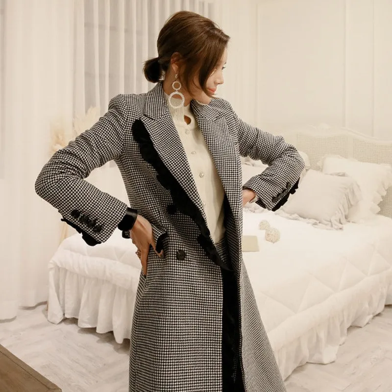 New Elegant Autumn Winter Women Plaid Woolen Pant Suits 2018 Fashion Double Breasted Coat And Pencil Pant Blazer Sets New Elegant Autumn Winter Women Plaid Woolen Pant Suits 2018 Fashion Double Breasted Coat And Pencil Pant Blazer Sets