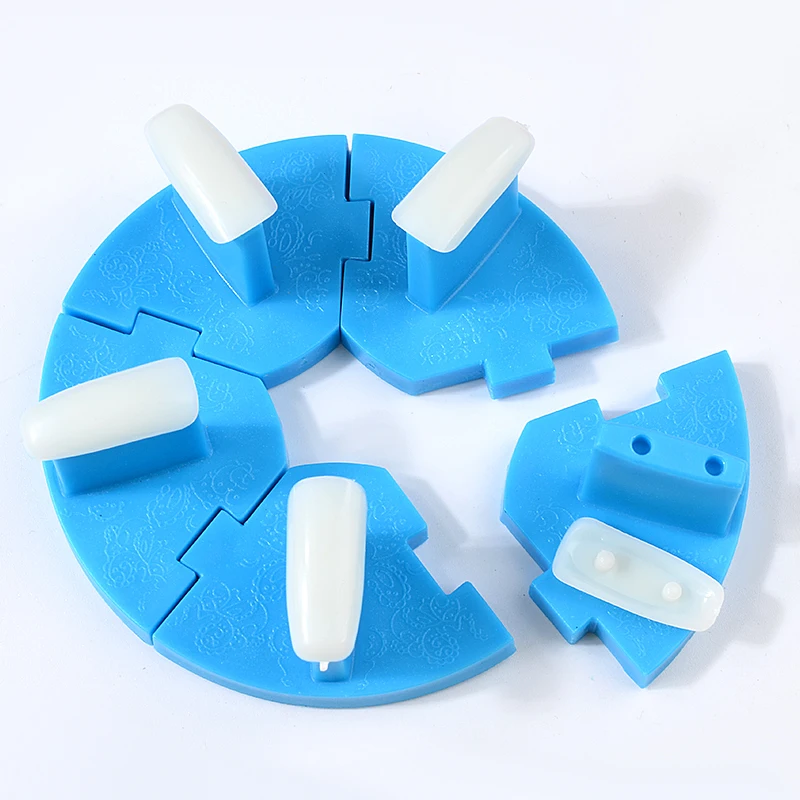 

Nail Art Tips Display Practice Stand Holder Set 3Colors Lotus Design with 5 Pcs False Tips Manicure Training Nail Tools