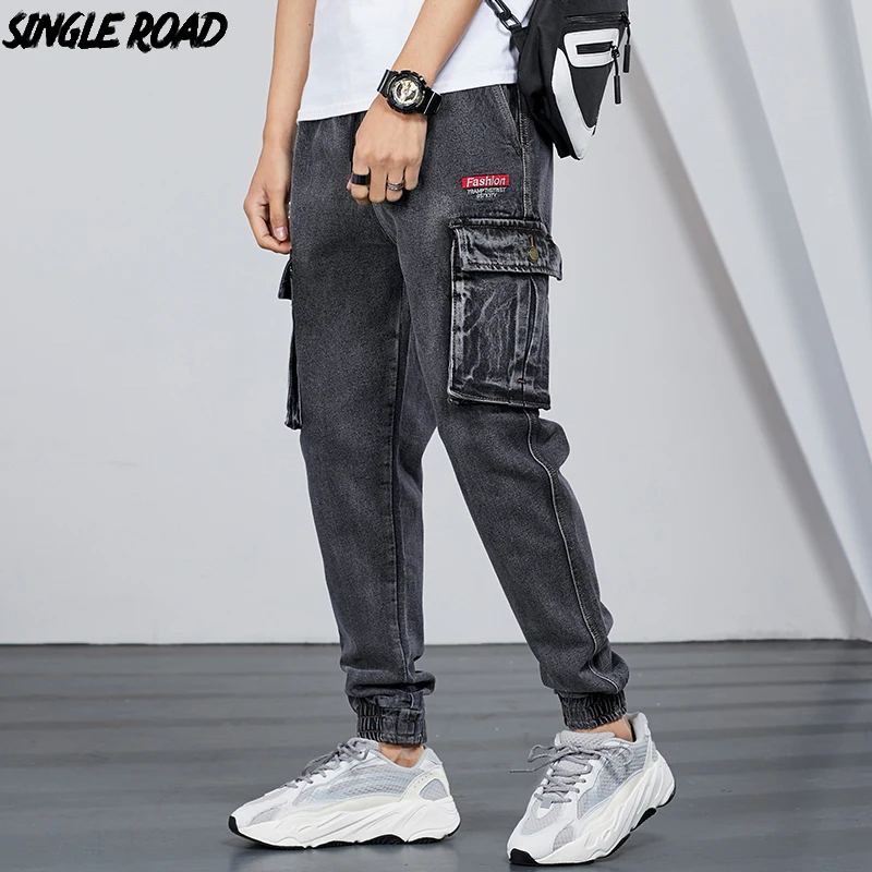 

SingleRoad Harem Jeans Men 2019 Top Quality Denim Biker Joggers Stretch Jeans For Men Streetwear Hip Hop Side Pockets Pants Male