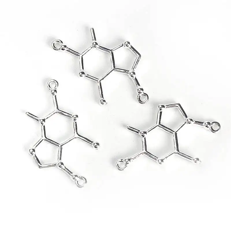 

DoreenBeads Zinc Based Alloy Molecule Chemistry Science Connectors Silver Color DIY Charms 32mm(1 2/8") x 18mm( 6/8"), 20 PCs