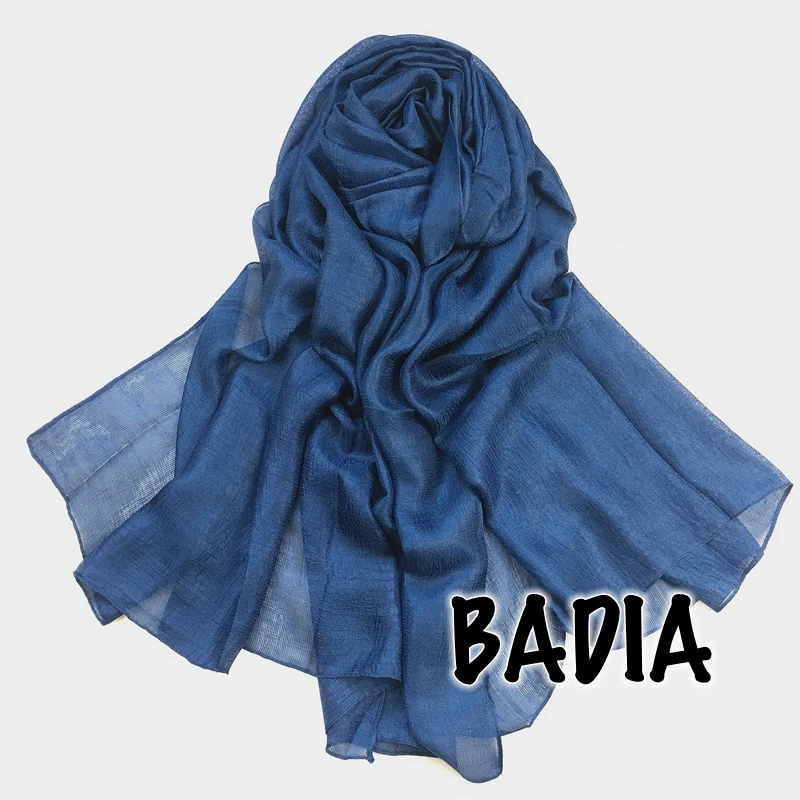 95*180cm One Piece Solid Plain Shinny Scarf Oversize Islam Shawl Head Wraps Soft Long Muslim Silk Linen Shimmer Hijabs 5