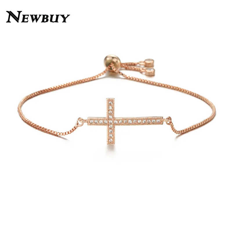 NEWBUY классические AAA + кубические циркониевые браслеты с крестообразной подвеской