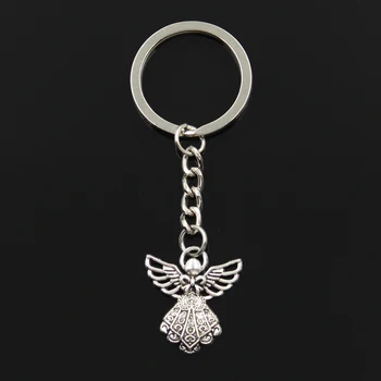 

Fashion 30mm Key Ring Metal Key Chain Keychain Jewelry Antique Bronze Silver Color Plated Guardian Angel 26x23mm Pendant
